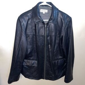 Beautiful Boston Harbour Women’s Black Genuine Leather Jacket XL Zip Front Soft